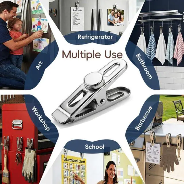 Alt view image 5 of 7 - Magnetic Chip Bag Clips for Fridge, 8 Pack Heavy Duty Fridge Magnet with Strong Neodymium, Food Storage & Office Photo Calendar Holders