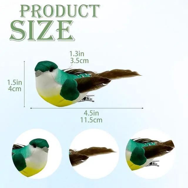 Alt view image 6 of 7 - 12pcs Artificial Birds Clip on Birds for Crafts Decorative Christmas Tree Ornaments Yard Patio Wreath Designs Flower Floral Arrangements Garden Home Decor (Clip Birds)