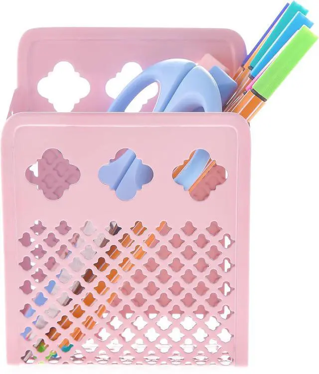 Alt view image 3 of 6 - Magnetic Pen Holder, Mesh Metal Strong Magnet Dry Erase Marker Holder Pencil Organizer Small Items Basket for Refrigerator, Whiteboard, Locker Accessories-Pink, Pack of 1, Blush, New-Z008