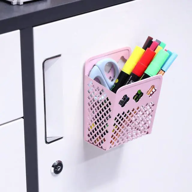 Alt view image 6 of 6 - Magnetic Pen Holder, Mesh Metal Strong Magnet Dry Erase Marker Holder Pencil Organizer Small Items Basket for Refrigerator, Whiteboard, Locker Accessories-Pink, Pack of 1, Blush, New-Z008