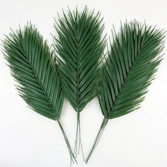 Main image of CCINEE 16 PCS Artificial Palm Leaves, Faux Large Palm Fronds Fake Tropical Plant Simulation Safari Leaves with Stems for Home Hawaiian Luau Party Jungle Beach Theme Party Decoration