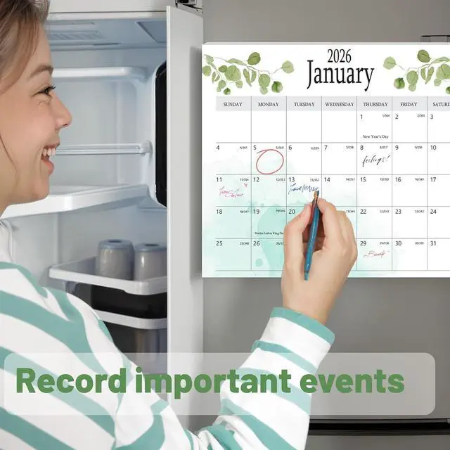 Alt view image 4 of 7 - 2025.12-2027.7 Aesthetic Magnetic Calendar for Refrigerator, Fridge Magnet Runs Until July 2027 - The Perfect Monthly Magnetic for Easy Organizing - Greenery Design