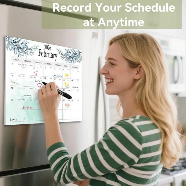 Alt view image 5 of 7 - 2025.12-2027.7 Aesthetic Magnetic Calendar for Refrigerator, Fridge Magnet Runs Until July 2027 - The Perfect Monthly Magnetic for Easy Organizing - Greenery Design