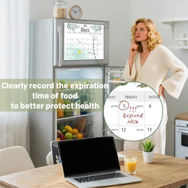 Alt view image 7 of 7 - 2025.12-2027.7 Aesthetic Magnetic Calendar for Refrigerator, Fridge Magnet Runs Until July 2027 - The Perfect Monthly Magnetic for Easy Organizing - Greenery Design