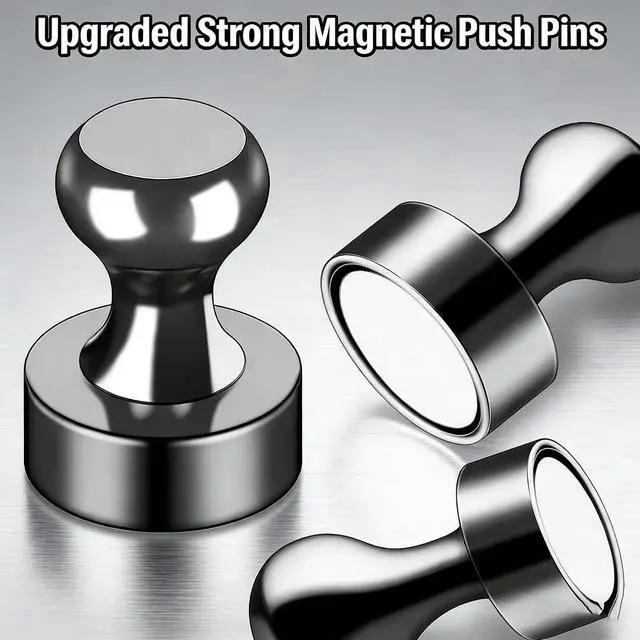 Alt view image 3 of 7 - Strong Fridge Magnets, 10 Pcs, 12 x 16mm, Black, Heavy Duty Magnetic Push Pins for Refrigerator, Whiteboard, Office, Classroom, Kitchen & Locker Decor