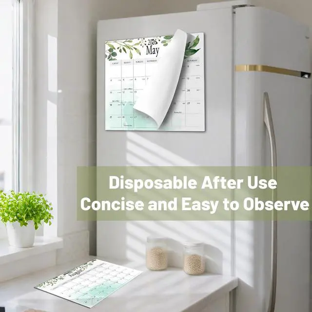 Alt view image 6 of 7 - 2025.12-2027.7 Aesthetic Magnetic Calendar for Refrigerator, Fridge Magnet Runs Until July 2027 - The Perfect Monthly Magnetic for Easy Organizing - Greenery Design