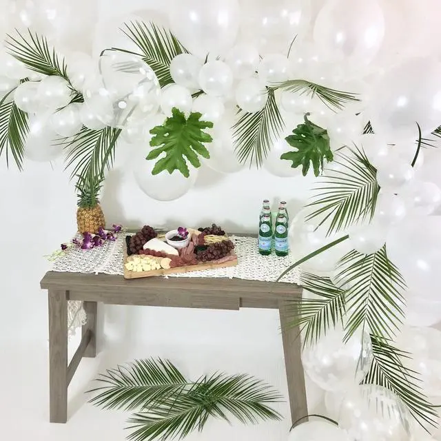 Alt view image 6 of 7 - CCINEE 16 PCS Artificial Palm Leaves, Faux Large Palm Fronds Fake Tropical Plant Simulation Safari Leaves with Stems for Home Hawaiian Luau Party Jungle Beach Theme Party Decoration