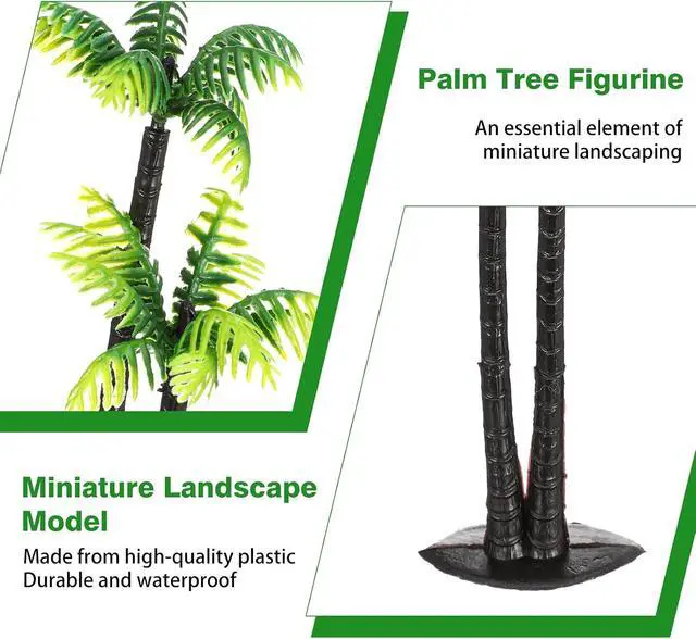 Alt view image 3 of 7 - 5 Pcs Mini Palm Tree - Artificial Imitation Palm Tree Decor - Hawaiian Rainforest Diorama Supplies Coconut Miniature Trees Figurine for Tropical Diorama, Cake Topper Decoration, Dioramas, Crafts