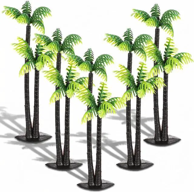 Main image of 5 Pcs Mini Palm Tree - Artificial Imitation Palm Tree Decor - Hawaiian Rainforest Diorama Supplies Coconut Miniature Trees Figurine for Tropical Diorama, Cake Topper Decoration, Dioramas, Crafts