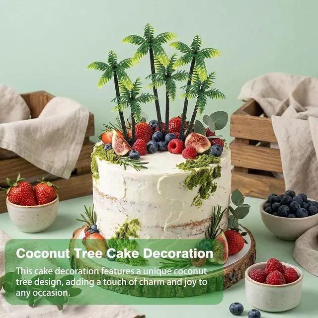 Alt view image 6 of 7 - 5 Pcs Mini Palm Tree - Artificial Imitation Palm Tree Decor - Hawaiian Rainforest Diorama Supplies Coconut Miniature Trees Figurine for Tropical Diorama, Cake Topper Decoration, Dioramas, Crafts