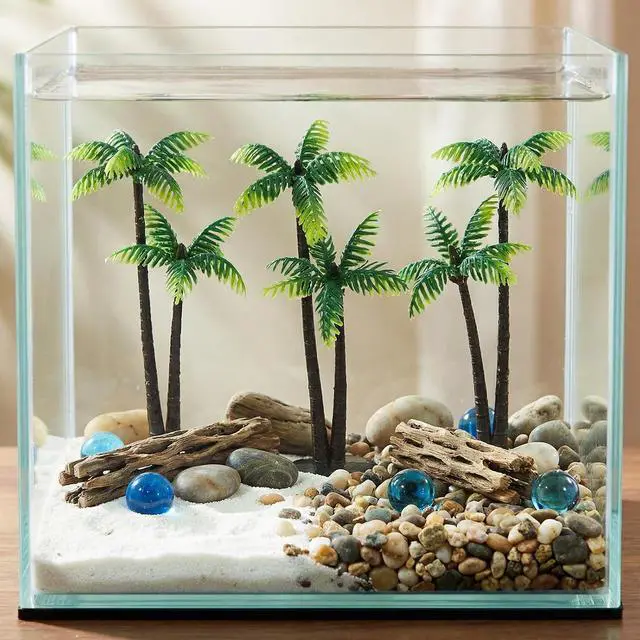 Alt view image 5 of 7 - 5 Pcs Mini Palm Tree - Artificial Imitation Palm Tree Decor - Hawaiian Rainforest Diorama Supplies Coconut Miniature Trees Figurine for Tropical Diorama, Cake Topper Decoration, Dioramas, Crafts