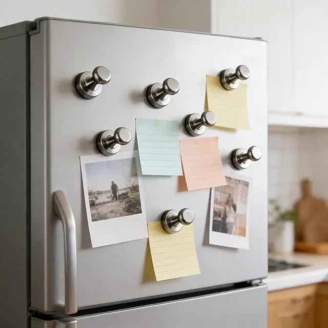 Alt view image 7 of 7 - Strong Fridge Magnets, 10 Pcs, 12 x 16mm, Black, Heavy Duty Magnetic Push Pins for Refrigerator, Whiteboard, Office, Classroom, Kitchen & Locker Decor