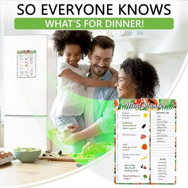 Alt view image 5 of 7 - Weekly Meal Planner for Fridge 8x12 - Magnetic Dry Erase Menu White Board | Weekly Menu Magnet Fridge - Weekly Dinner Menu Whiteboard for Fridge - Meal Plan Magnet Grocery Shopping List Reusable Vinyl
