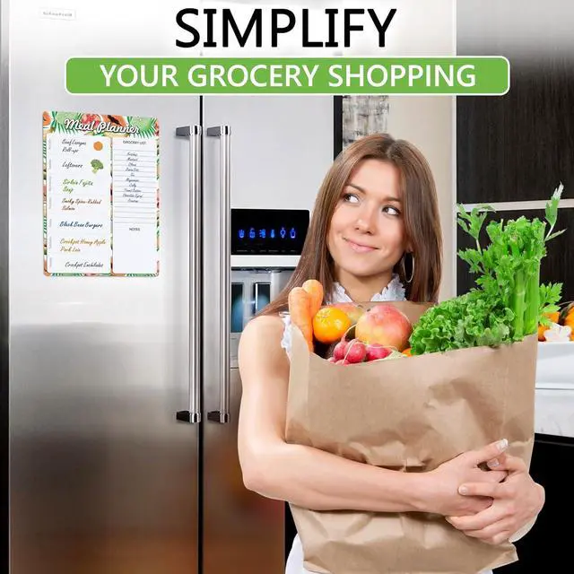 Alt view image 4 of 7 - Weekly Meal Planner for Fridge 8x12 - Magnetic Dry Erase Menu White Board | Weekly Menu Magnet Fridge - Weekly Dinner Menu Whiteboard for Fridge - Meal Plan Magnet Grocery Shopping List Reusable Vinyl