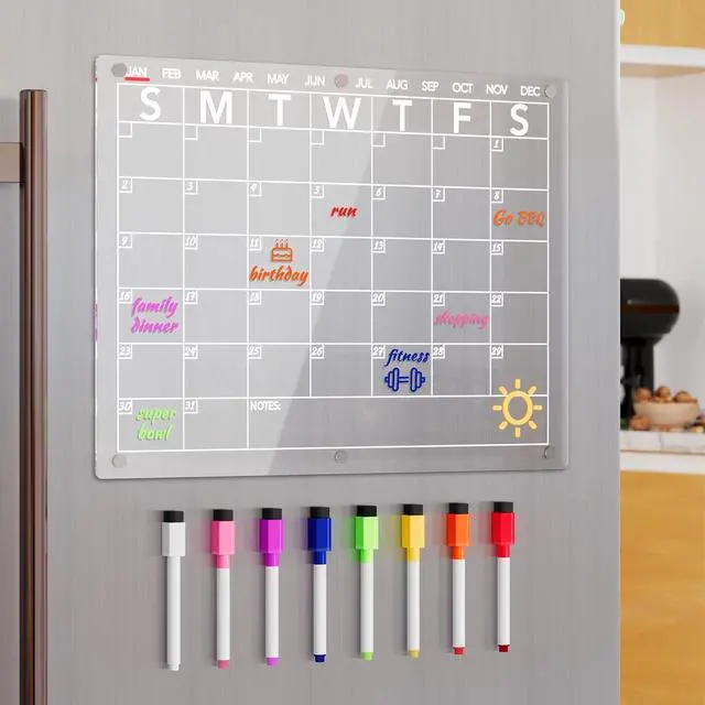 Main image of Neatsure Acrylic Magnetic Dry Erase Board Calendar for Fridge, Clear Monthly Planner Whiteboard for Refrigerator, w/ 8 Colors Markers, 15"x11"