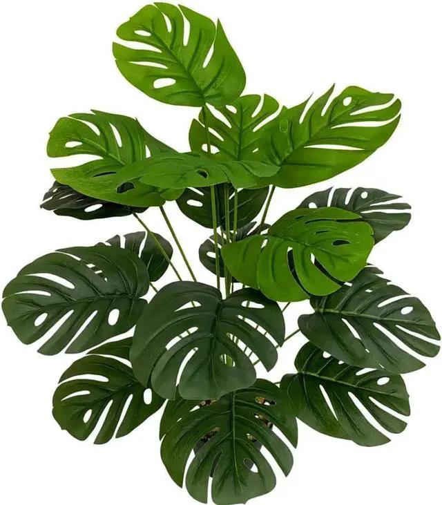 Main image of Artificial Monstera Plants, Fake Tropical Turtle Leaf Greenery Shrubs Decor Plant Faux Palm Tree Leaves Stems for Outdoor Indoor Decor Home Garden Party Wedding Bedroom Room Office Decoration 1 Pack