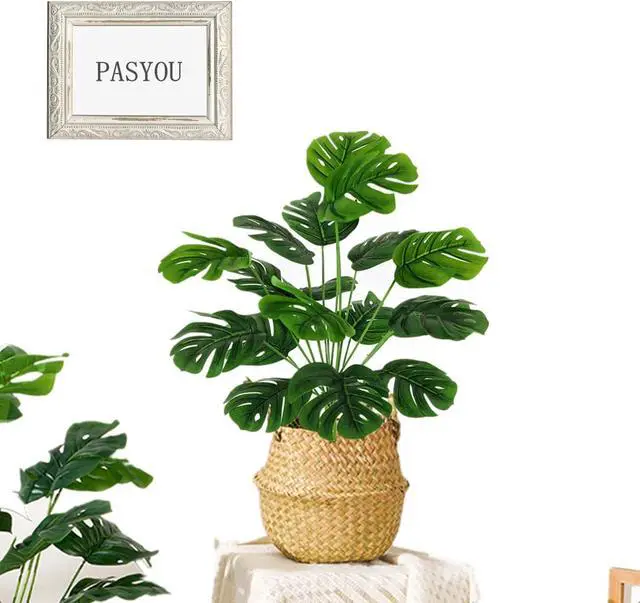 Alt view image 2 of 6 - Artificial Monstera Plants, Fake Tropical Turtle Leaf Greenery Shrubs Decor Plant Faux Palm Tree Leaves Stems for Outdoor Indoor Decor Home Garden Party Wedding Bedroom Room Office Decoration 1 Pack