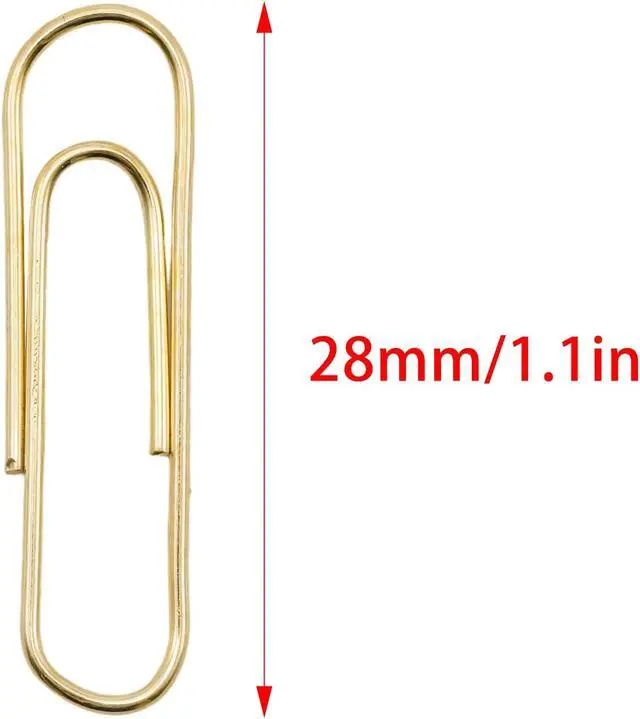 Alt view image 2 of 7 - 100 Pcs Gold Paper Clips, 1.1 Inch (28mm) Colorful Paperclips | Colored Paper Clips, Rust Proof, for Office, School, DIY, Bookmarks and Document Organization