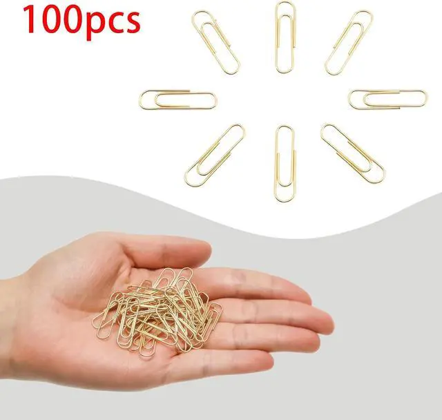 Alt view image 4 of 7 - 100 Pcs Gold Paper Clips, 1.1 Inch (28mm) Colorful Paperclips | Colored Paper Clips, Rust Proof, for Office, School, DIY, Bookmarks and Document Organization