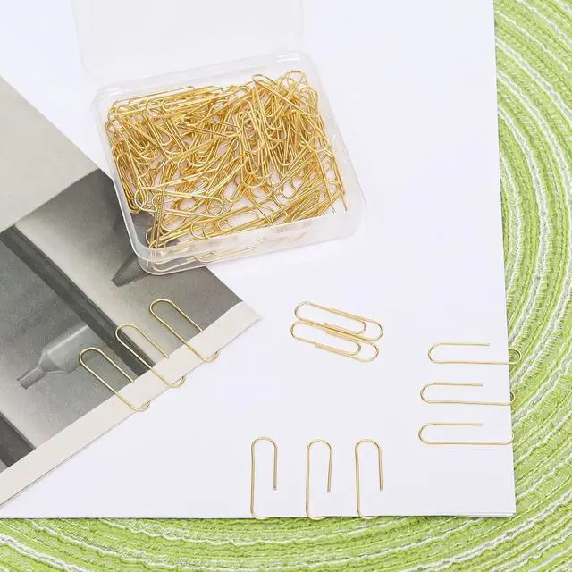 Alt view image 5 of 7 - 100 Pcs Gold Paper Clips, 1.1 Inch (28mm) Colorful Paperclips | Colored Paper Clips, Rust Proof, for Office, School, DIY, Bookmarks and Document Organization