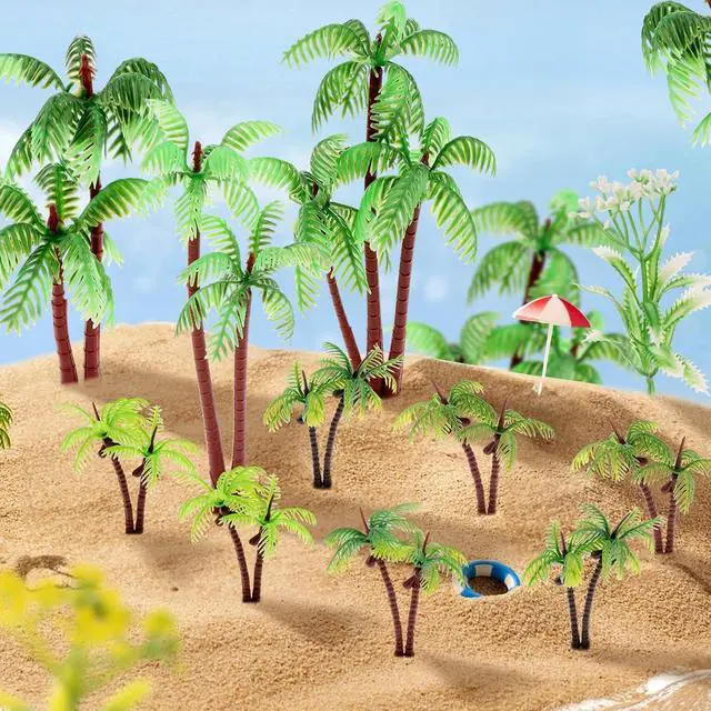 Alt view image 4 of 7 - 20 Pcs Miniature Palm Tree Decor Mini Fake Trees Cake Decorations | Model Trees for Craft Plastic Rainforest Diorama Supplies Artificial Coconut Tree Hawaiian Cake Decoration Plant Cake Toppers