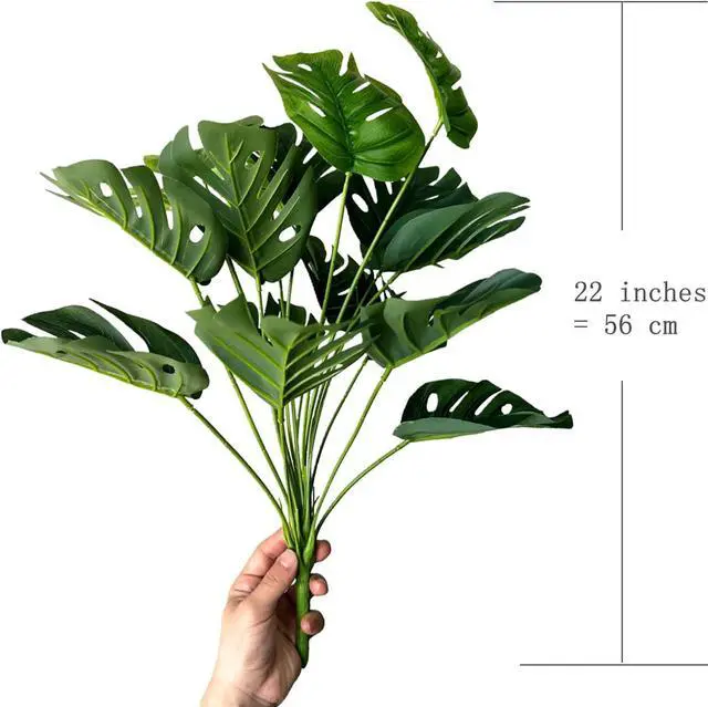 Alt view image 5 of 6 - Artificial Monstera Plants, Fake Tropical Turtle Leaf Greenery Shrubs Decor Plant Faux Palm Tree Leaves Stems for Outdoor Indoor Decor Home Garden Party Wedding Bedroom Room Office Decoration 1 Pack