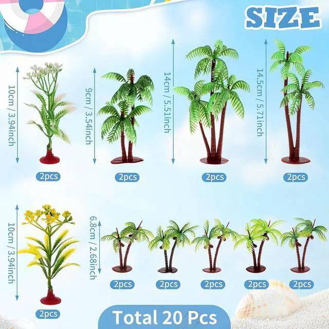 Alt view image 2 of 7 - 20 Pcs Miniature Palm Tree Decor Mini Fake Trees Cake Decorations | Model Trees for Craft Plastic Rainforest Diorama Supplies Artificial Coconut Tree Hawaiian Cake Decoration Plant Cake Toppers
