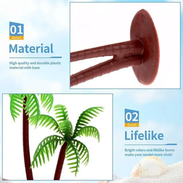Alt view image 3 of 7 - 20 Pcs Miniature Palm Tree Decor Mini Fake Trees Cake Decorations | Model Trees for Craft Plastic Rainforest Diorama Supplies Artificial Coconut Tree Hawaiian Cake Decoration Plant Cake Toppers