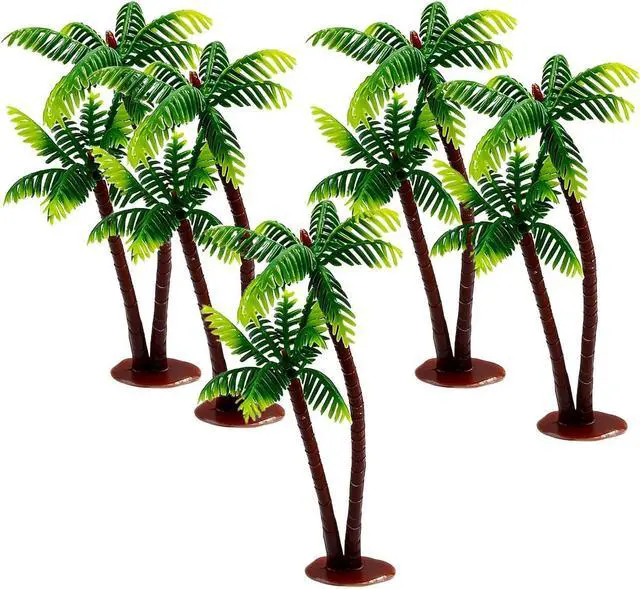 Main image of 5Pcs Imitation Palm Tree, Tropical Mini Palm Mini Tree Figurines Rainforest Diorama Supplies Fake Palm Fairy Garden Outdoor, Coconut Indoor Banquet Hawaii