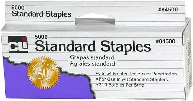 Main image of Charles Leonard Staples, Standard 26/6 Size, Chisel Pointed Carbon Steel, Silver, 5000/Box (84500)