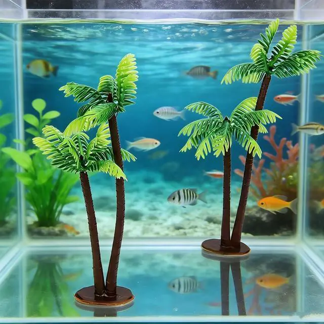 Alt view image 4 of 6 - 5Pcs Imitation Palm Tree, Tropical Mini Palm Mini Tree Figurines Rainforest Diorama Supplies Fake Palm Fairy Garden Outdoor, Coconut Indoor Banquet Hawaii