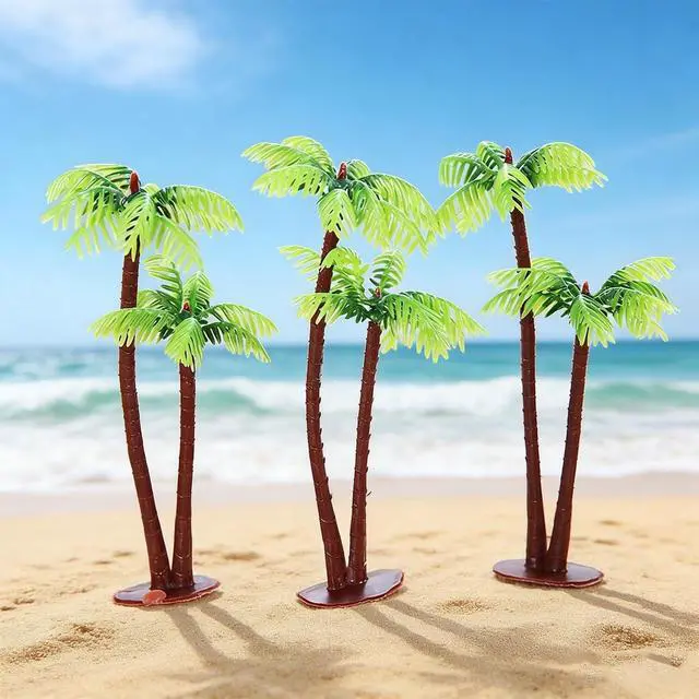 Alt view image 5 of 6 - 5Pcs Imitation Palm Tree, Tropical Mini Palm Mini Tree Figurines Rainforest Diorama Supplies Fake Palm Fairy Garden Outdoor, Coconut Indoor Banquet Hawaii