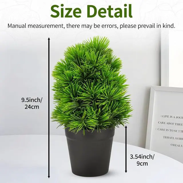 Alt view image 2 of 7 - 2 Pack Realistic Artificial Potted Plants Simulation Welcoming Pine,9.5" Small Faux Greenery for Desk Office Home Christmas Decorations, Pet Friendly Faux Cedar Shrubs in Pot (Maintenance Free)