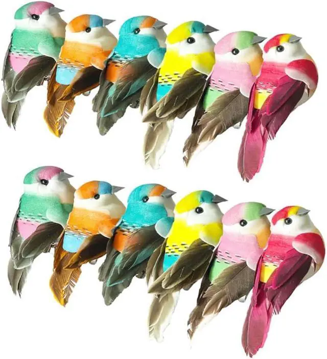 Alt view image 2 of 5 - 12pcs Artificial Spring Birds Clip on Colorful Bird for Crafts Christmas Tree Ornaments Decoration Season Decor (Assorted Colors)