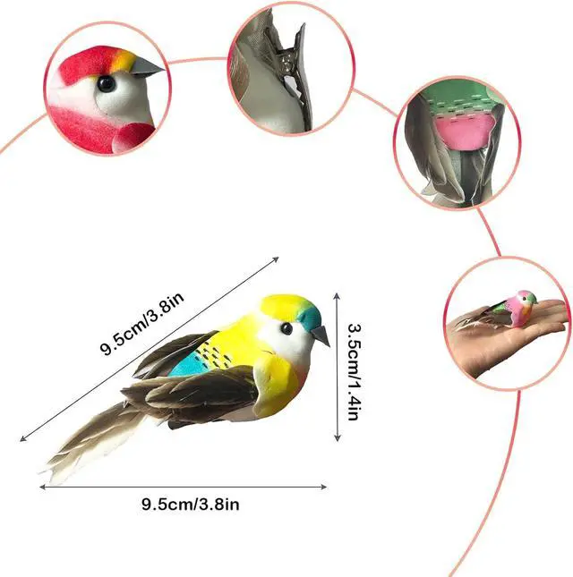 Alt view image 3 of 5 - 12pcs Artificial Spring Birds Clip on Colorful Bird for Crafts Christmas Tree Ornaments Decoration Season Decor (Assorted Colors)
