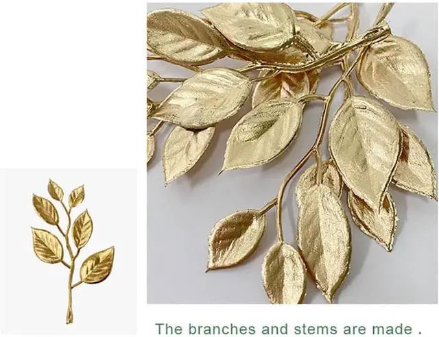 Alt view image 4 of 7 - 30PCS Mixed Mini Artificial Leaves 6 Types Golden Leaves 5in Fake Gold Plants Flowers for Wedding Party Table Decorations DIY Wreath Crafts Christmas Tree Filler