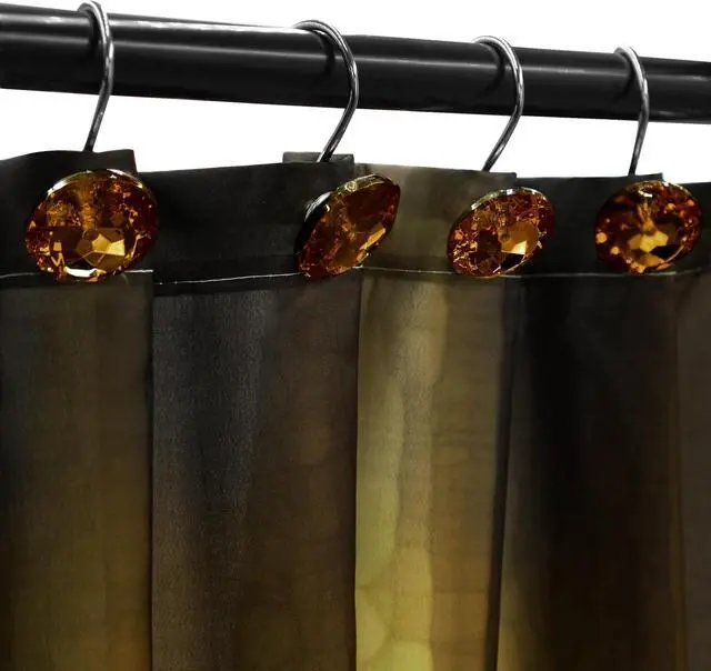 Alt view image 3 of 7 - Crystal Diamond Round Shower Curtain Hooks Rings for Bathroom,Brown,12PCS | Acrylic Decorative Rhinestones Bling Shower Hooks Rings,for Bathroom Curtains Rod,Gem Metal Rust Proof Shower Hangers