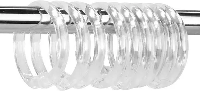 Main image of Clear Plastic Shower Curtain Rings, 12 PCS Circular Plastic Shower Curtain Hooks for Bathroom Shower Curtain Rod, Clear Shower Hooks for Shower Curtain, O Shaped Shower Rings for Curtain