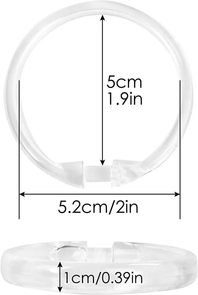 Alt view image 4 of 7 - Clear Plastic Shower Curtain Rings, 12 PCS Circular Plastic Shower Curtain Hooks for Bathroom Shower Curtain Rod, Clear Shower Hooks for Shower Curtain, O Shaped Shower Rings for Curtain