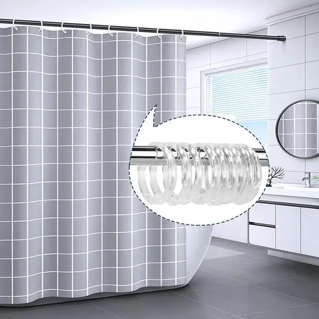 Alt view image 6 of 7 - Clear Plastic Shower Curtain Rings, 12 PCS Circular Plastic Shower Curtain Hooks for Bathroom Shower Curtain Rod, Clear Shower Hooks for Shower Curtain, O Shaped Shower Rings for Curtain