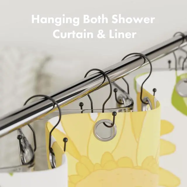 Alt view image 4 of 7 - AmazerBath Shower Curtain Hooks Black Shower Curtain Rings, Simple Double Hook Shower Curtain Hooks Rust Proof, Smooth Sturdy Metal Shower Hooks for Shower Curtain Rod, 12 Pcs Shower Rod Hooks