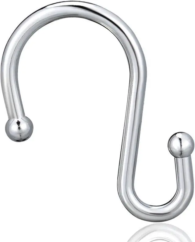 Alt view image 2 of 5 - Shower Curtain Hooks, Set of 12 Rust Proof S Shaped Decorative Shower Curtain Rings,Multi-Purpose Hangers S Hooks (Chrome)