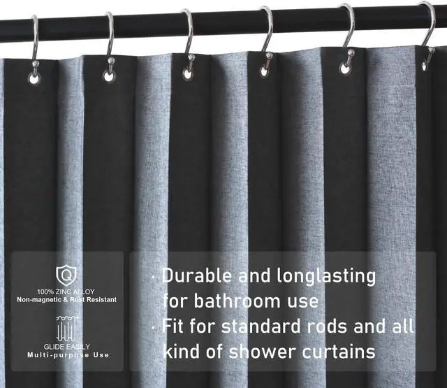 Alt view image 4 of 5 - Shower Curtain Hooks, Set of 12 Rust Proof S Shaped Decorative Shower Curtain Rings,Multi-Purpose Hangers S Hooks (Chrome)
