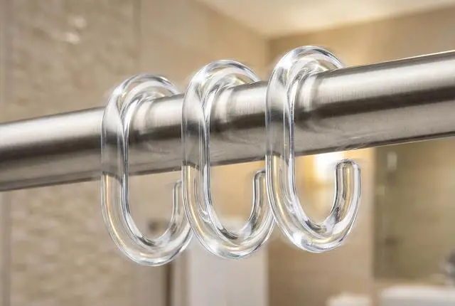Alt view image 4 of 7 - 48 PCS Shower Curtain Rings, Plastic Clear Shower Curtain Hooks, C-Shaped Rings Hook Hanger for Shower Curtain Bathroom Window Rod
