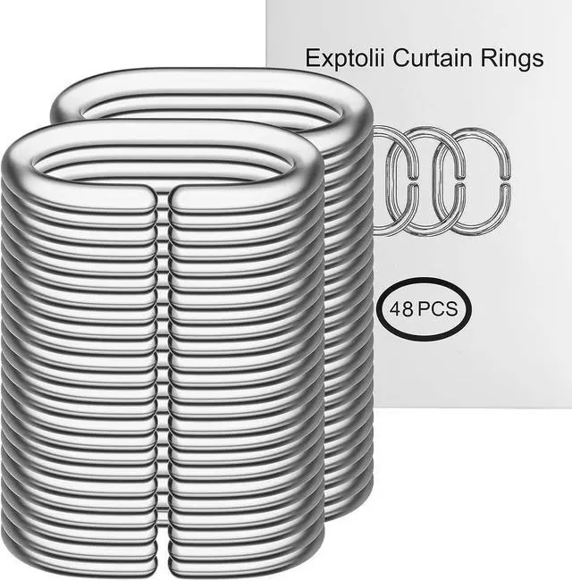 Alt view image 2 of 7 - 48 PCS Shower Curtain Rings, Plastic Clear Shower Curtain Hooks, C-Shaped Rings Hook Hanger for Shower Curtain Bathroom Window Rod