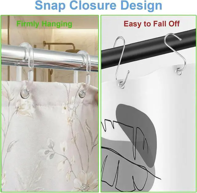 Alt view image 6 of 7 - 48 PCS Shower Curtain Rings, Plastic Clear Shower Curtain Hooks, C-Shaped Rings Hook Hanger for Shower Curtain Bathroom Window Rod