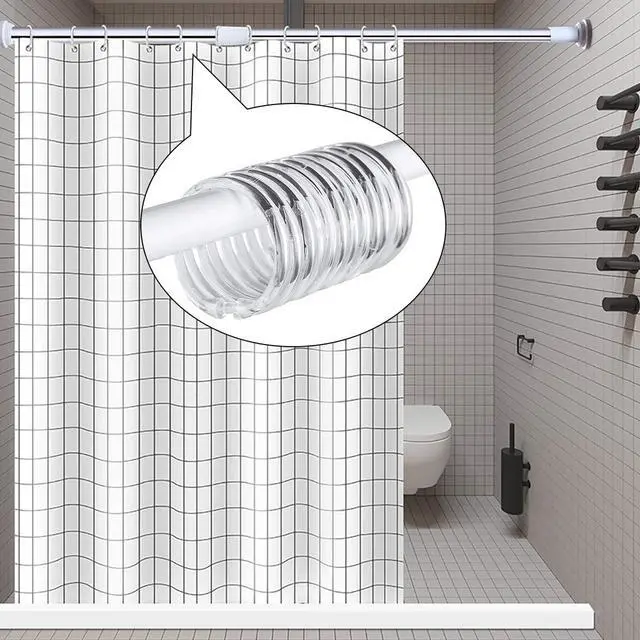 Alt view image 2 of 7 - Shower Curtain Rings-12 Pack- Plastic Shower Curtain Hooks O-Shaped Rings Hook Glide Easily on Bathroom Shower Rod(Clear)