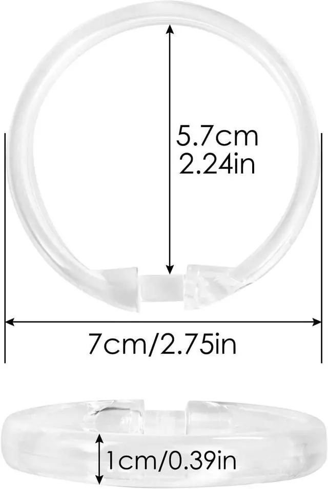 Alt view image 4 of 7 - Shower Curtain Rings-12 Pack- Plastic Shower Curtain Hooks O-Shaped Rings Hook Glide Easily on Bathroom Shower Rod(Clear)