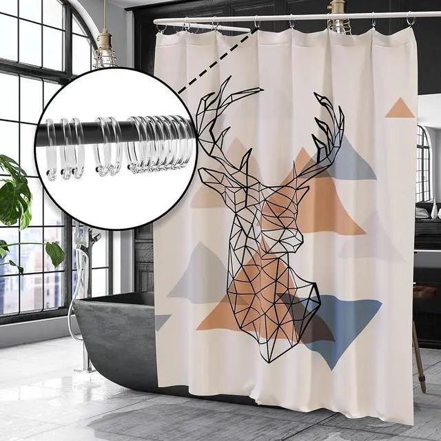 Alt view image 6 of 7 - Shower Curtain Rings-12 Pack- Plastic Shower Curtain Hooks O-Shaped Rings Hook Glide Easily on Bathroom Shower Rod(Clear)