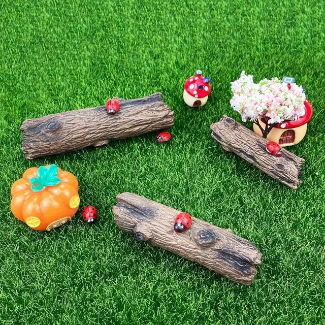 Alt view image 4 of 7 - Artificial Tree Stumps and Miniature Fake Stone Rocks for Micro Landscape | PIVNASY 7Pcs Resin Moss Terrariums Bonsai Decor